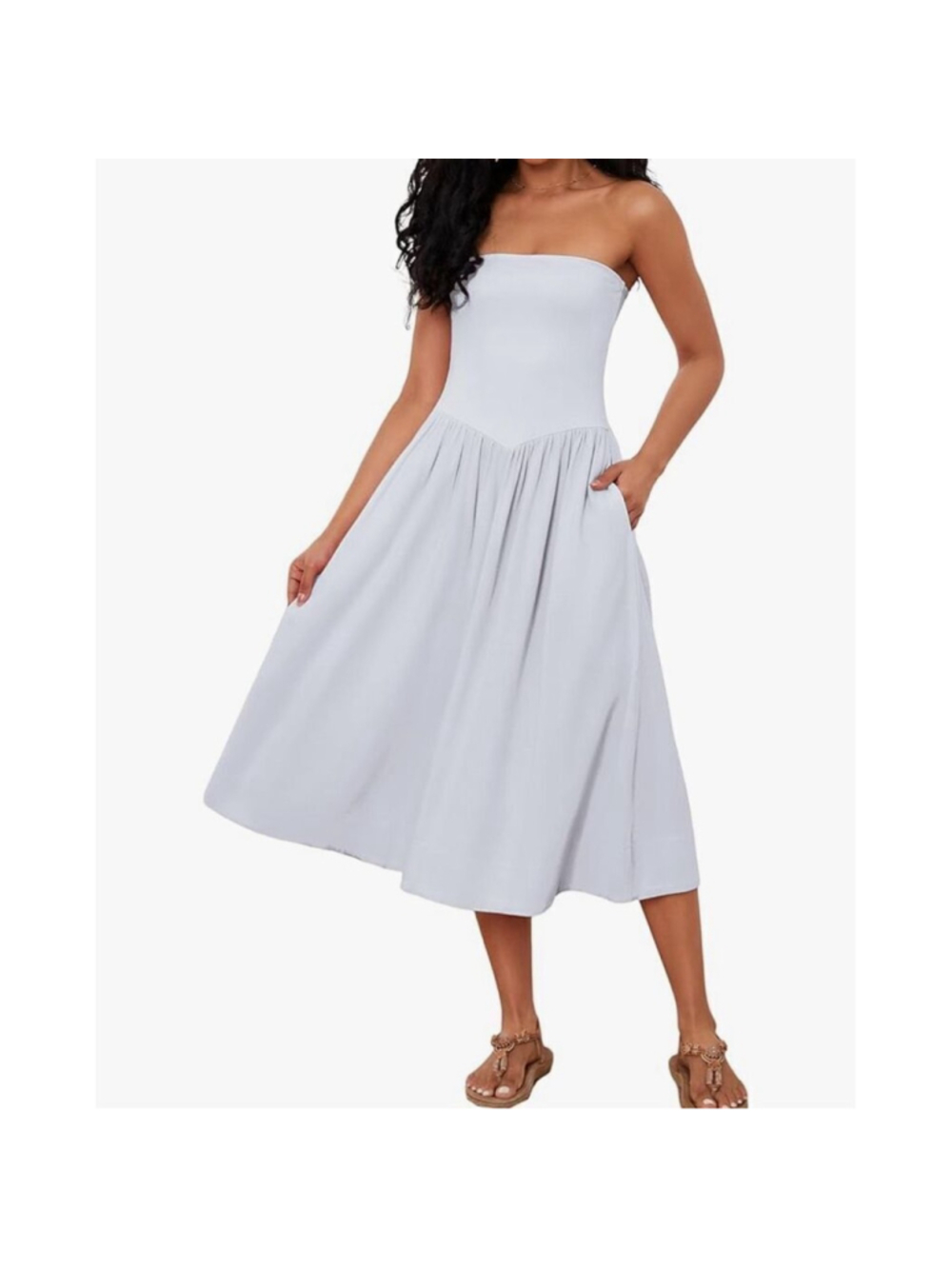 NEW White Cream Strapless Drop-Waist Swing Dress S